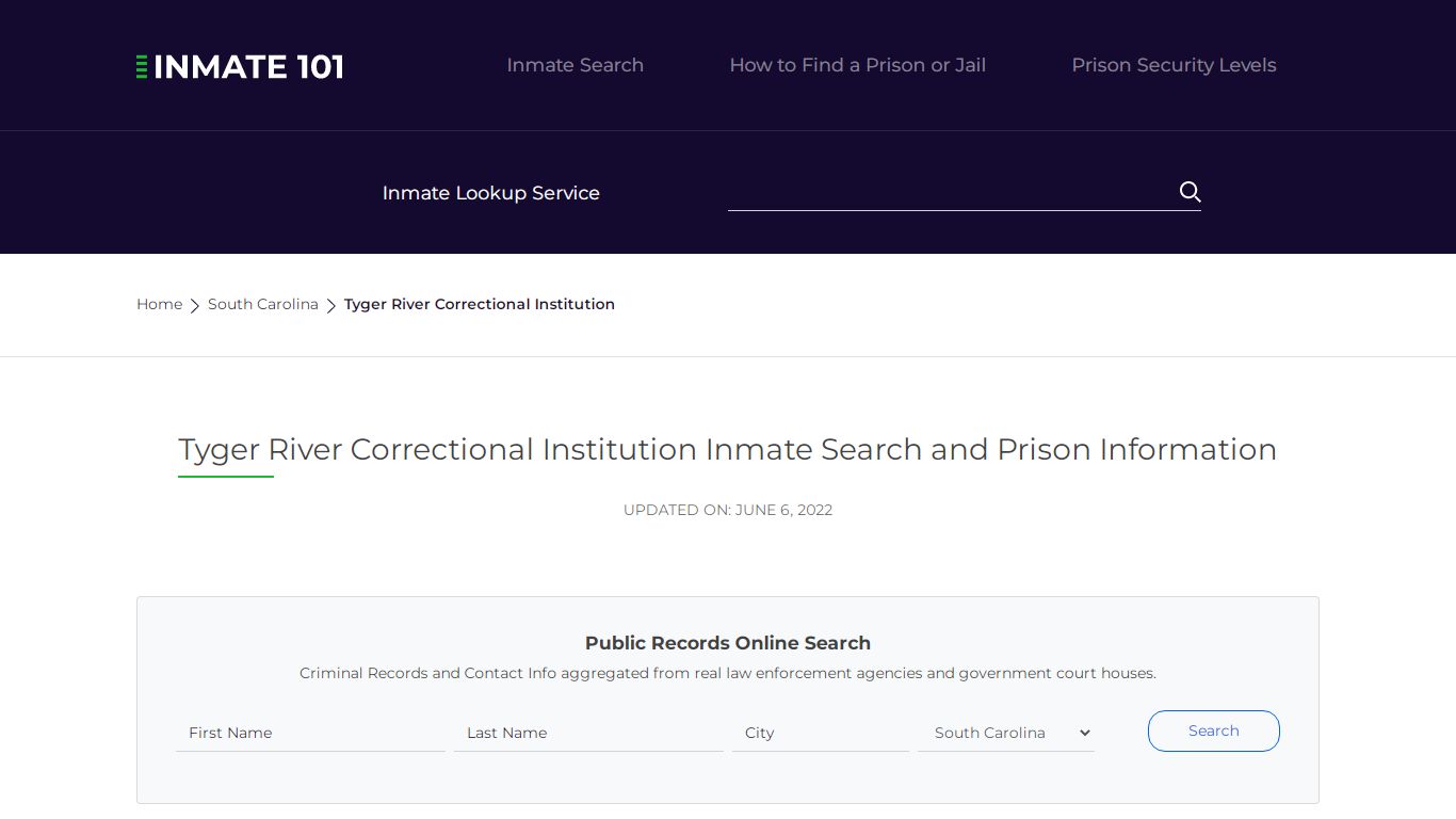Tyger River Correctional Institution Inmate Search, Visitation, Phone ...